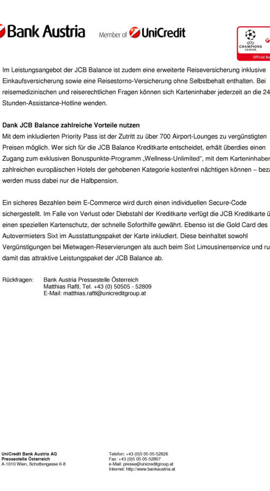 Karte Diem Bank Austria Mit Jcb Balance Kreditkarte In