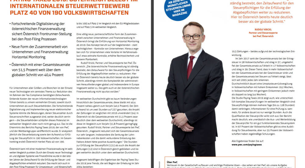 Rudolf Krickl, PwC, im Börse Social Magazine 24, Dezember 2018 Bild