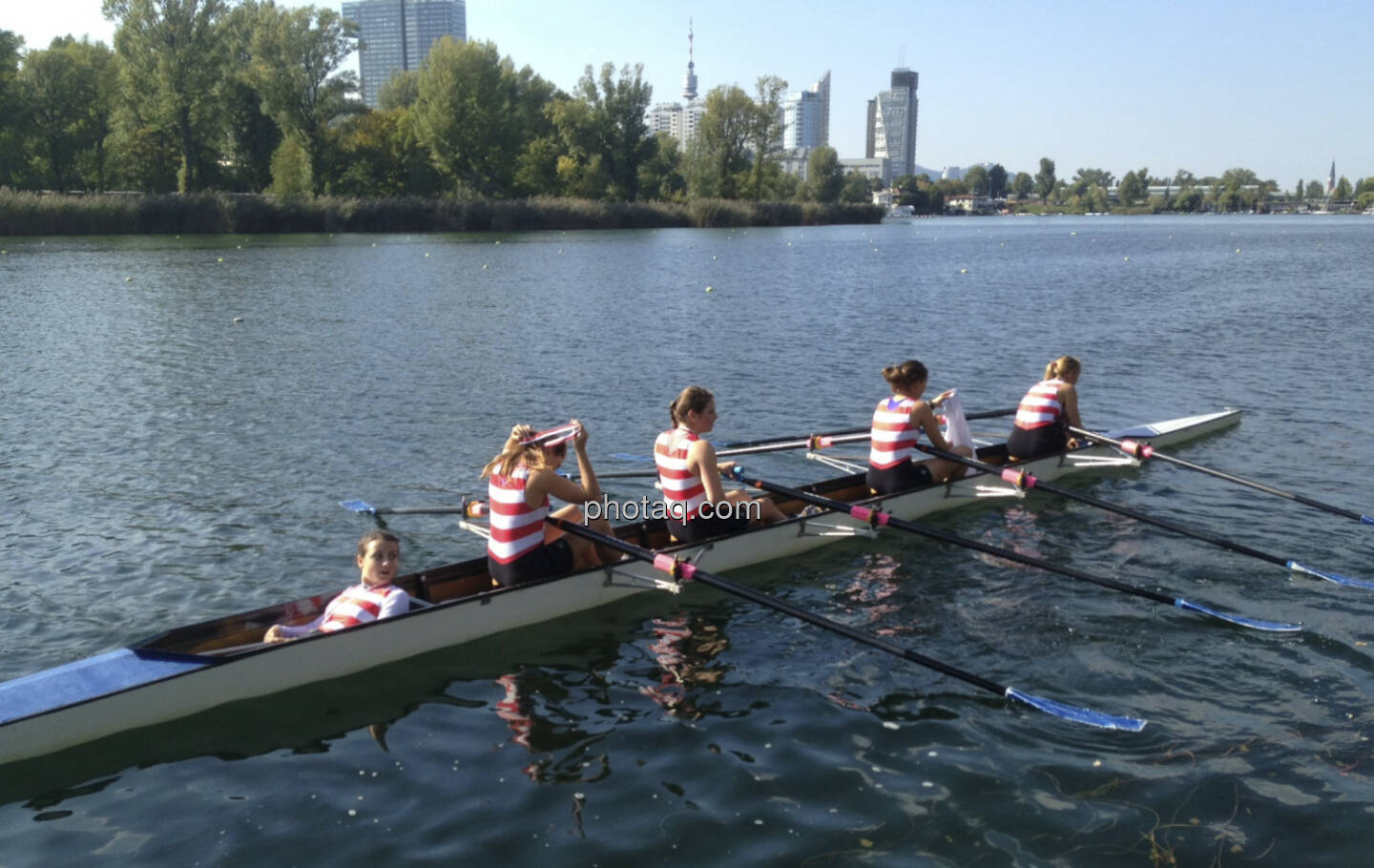 Vierer mit Steuerfrau, Alte Donau