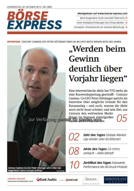 Börse Express-PDF neu: Cover, © BE (24.10.2013) 