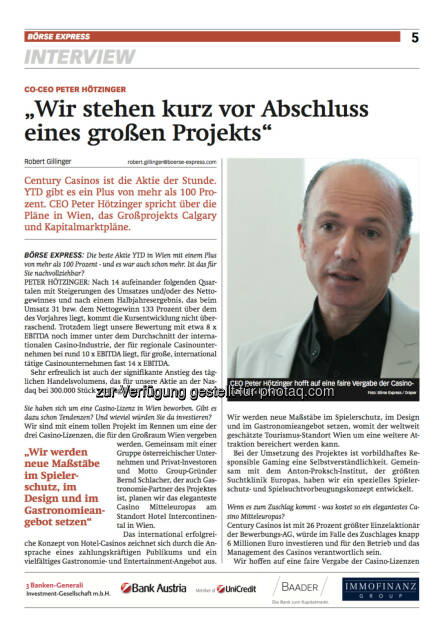 Börse Express-PDF neu: Interview, © BE (24.10.2013) 
