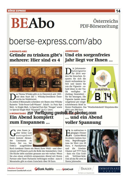 Börse Express-PDF neu: Abohinweise http://www.boerse-express.com, © BE (24.10.2013) 