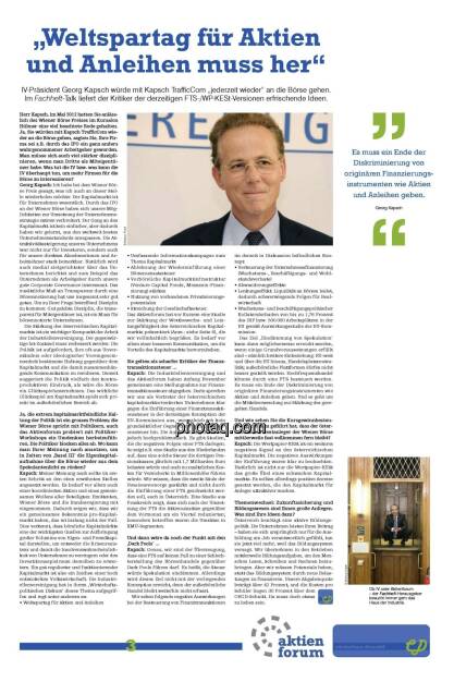 Seite 3 Fachheft 3: Georg Kapsch mit klarem Votum pro Aktie und Anleihe, Idee eines Weltspartags für Aktien und Anleihen, © Christian Drastil Comm. (15.12.2012) 
