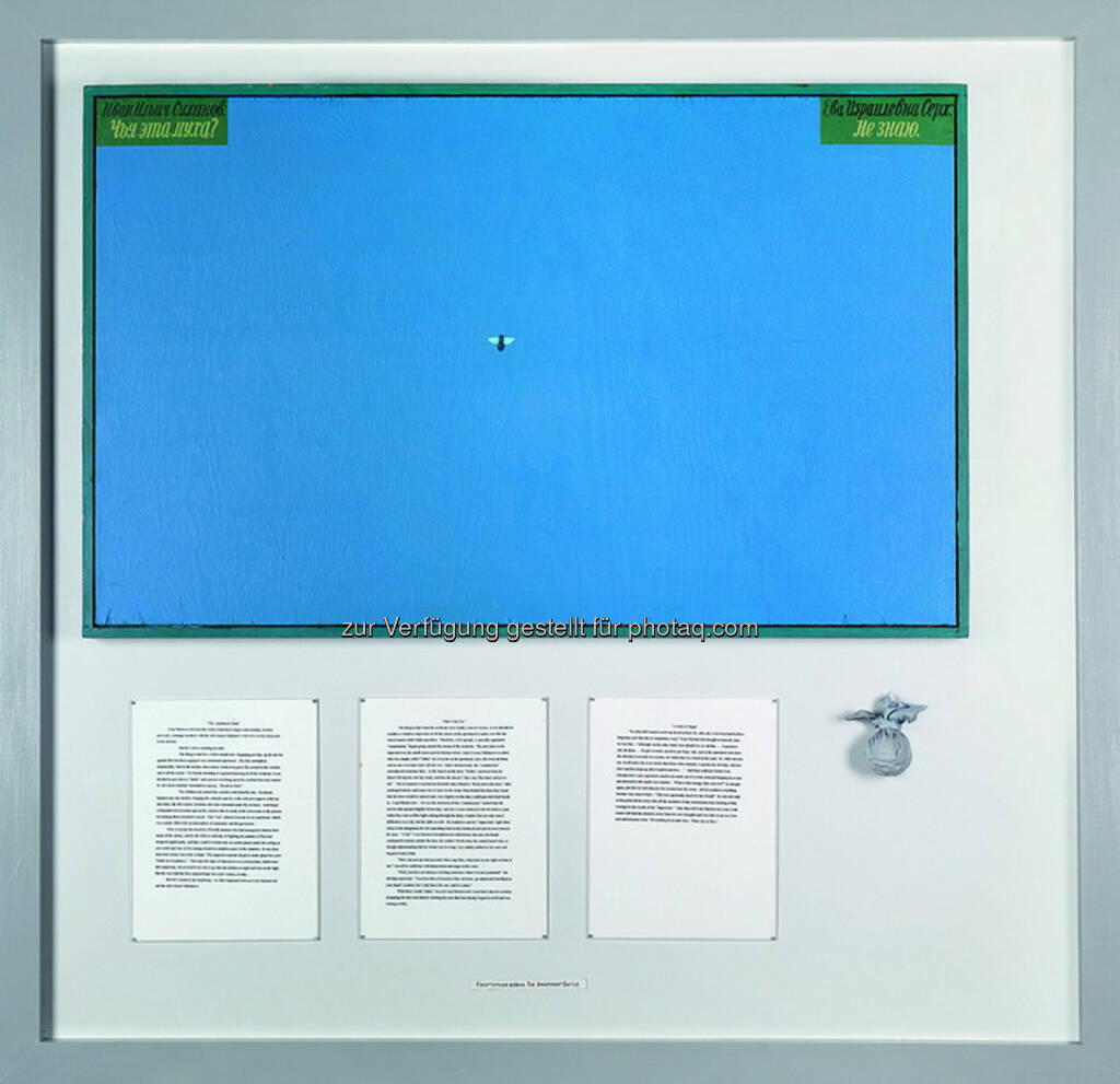 Ilya Kabakov (geb. 1933) The Apartment Battle 1, 2000, Öl/Email/Papier/Stoff auf Holz, 64 x 102 cm, 126 x 130 cm 
Schätzwert € 100.000 - 150.000 
Auktion 27. November 2013 , © Dorotheum (12.11.2013) 