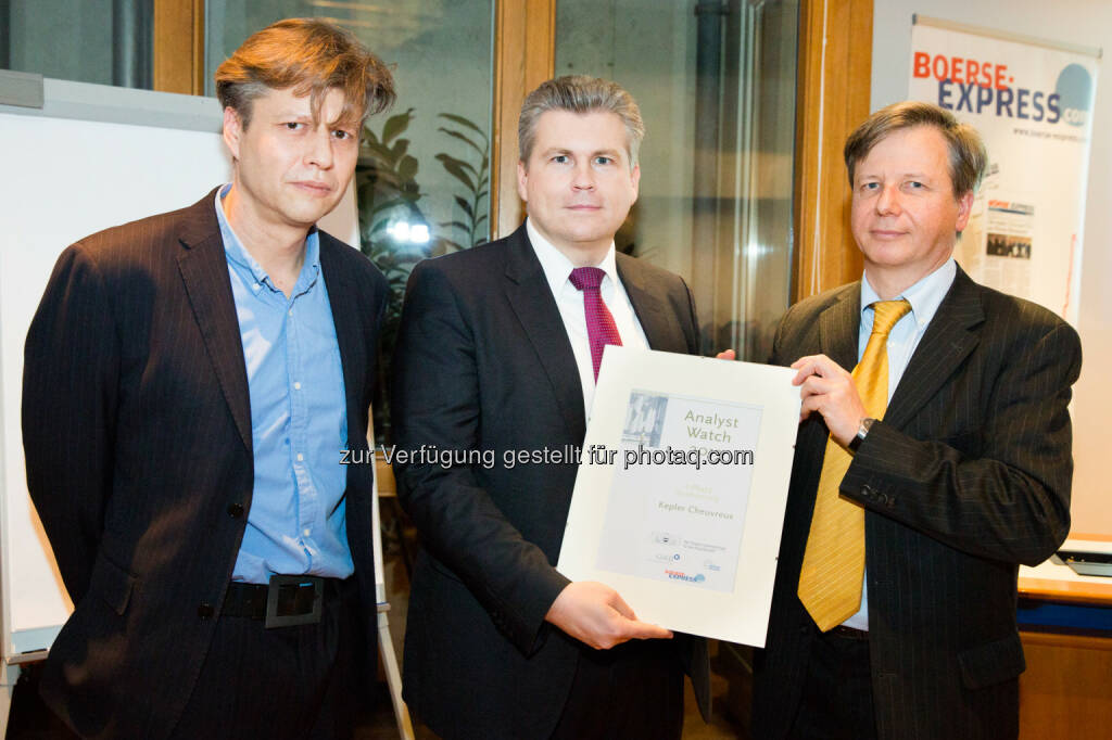 Robert Gillinger (GF Börse Express), Thomas Neuhold (Kepler Cheuvreux), Heinrich Traumüller (BMF), © BE/Franz Reiterer (21.11.2013) 