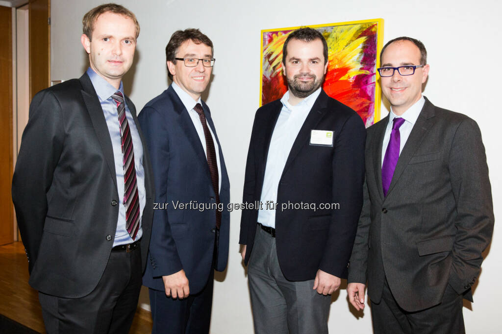 v.li.: Hannes Haider (Investor Relations Agrana), Harald Hagenauer (Investor Relations Österreichische Post AG), Stefan Greunz (Head of Business Development Wikifolio), Andreas Novotny (Wertpapierspezialist Wienwert), © BE/Franz Reiterer (21.11.2013) 