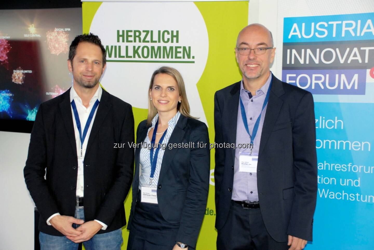 René Massatti (TrendONE), Romana Edelhauser-Preissl (Bisnode D&B), Helmut Blocher (Austrian Innovation Forum) beim Innovationsfrühstück zu den Themen Outernet, Social Spin und Big Data (Bild: Succus GmbH)