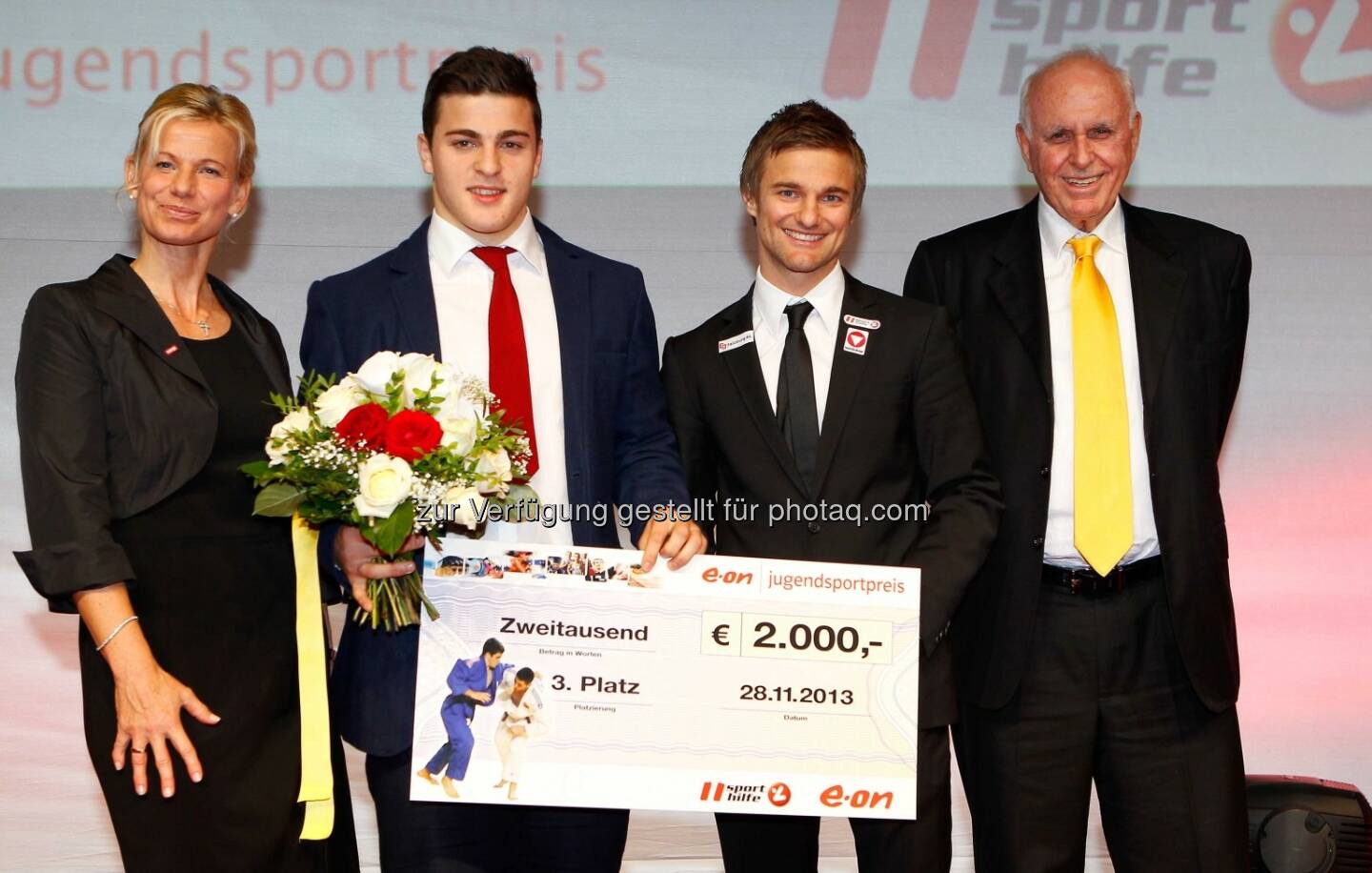 Eva Helfert Wittl, Marko Bubanja, Ludwig Paischer (AUT) und Praesident Michael Kuhn (Sports Media Austria).
(Foto: GEPA pictures/ Mathias Mandl)