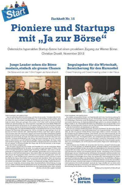 Fachheft 15 Pioniere & Startups, Seite 1: Editorials Christian Drastil, Wolfgang Nolz (BMF) (03.12.2013) 