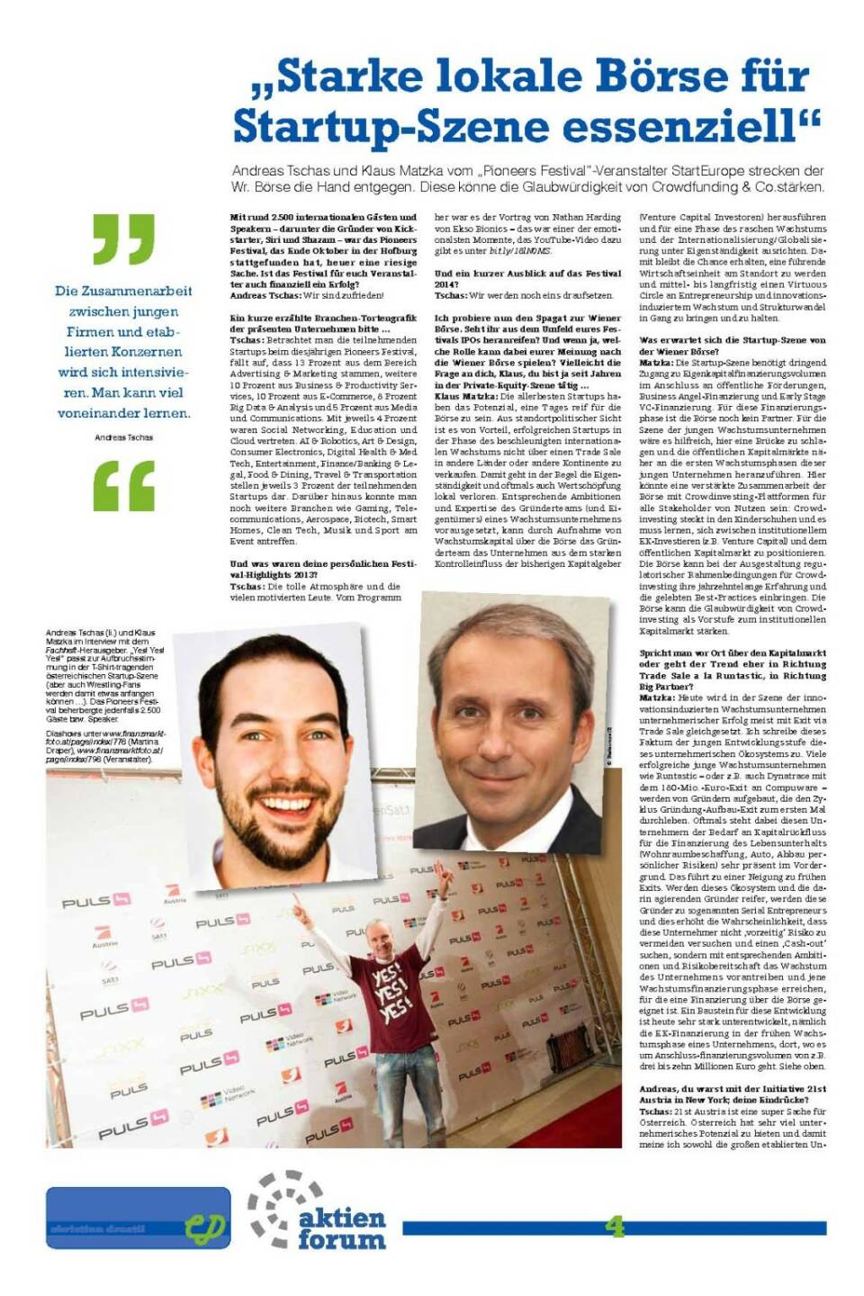 Fachheft 15 Pioniere & Startups, Seite 4: Teil 1 Interview Andreas Tschas, Klaus Matzka