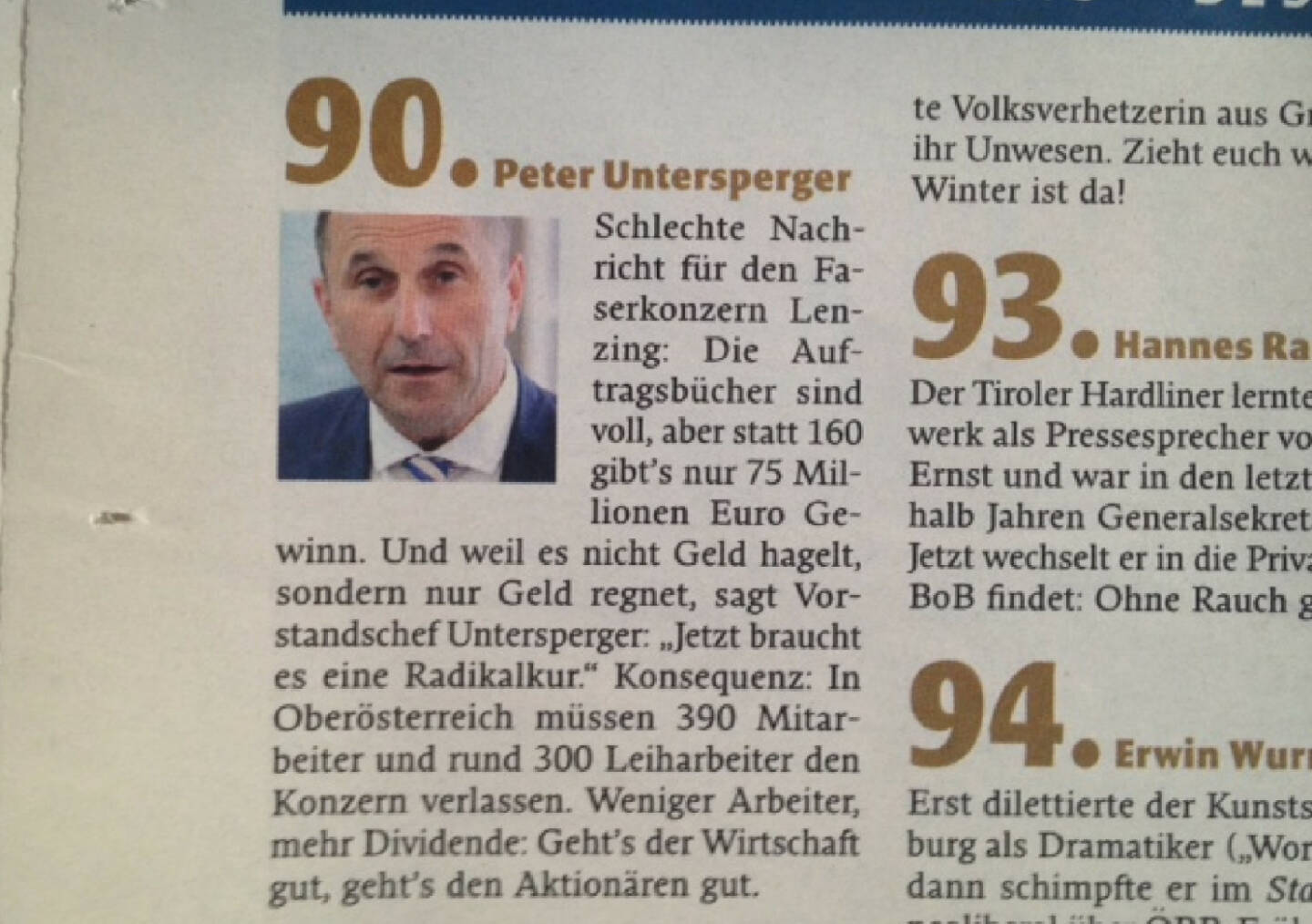 Peter Untersperger/Lenzing: Für den Falter der böseste ATX-Vorstand