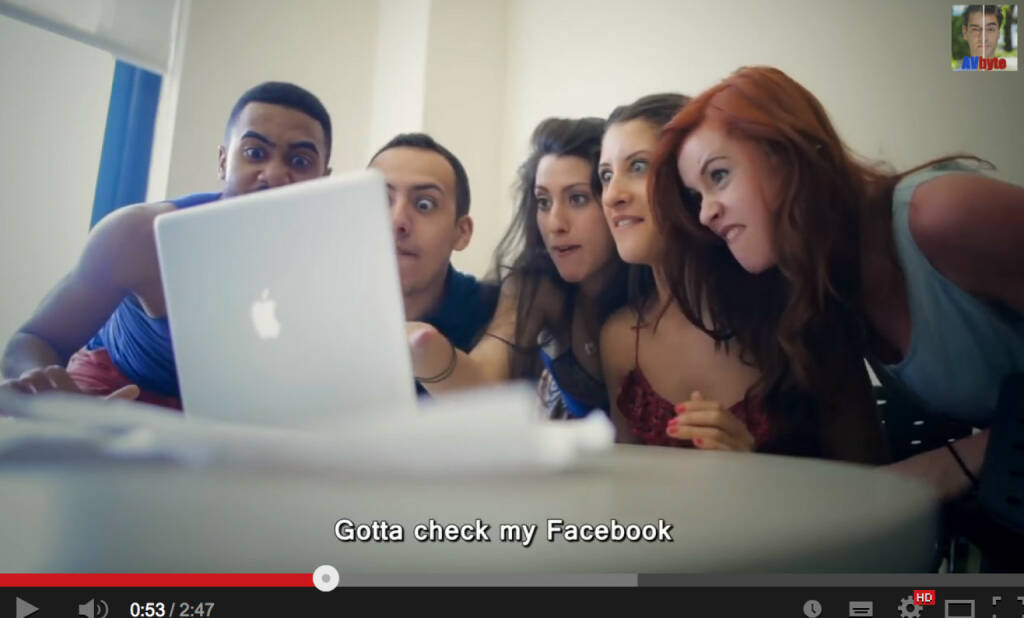 Gotta check my Facebook on an Apple - Video https://www.youtube.com/watch?v=Y2JhpNbe2Io, © AVbyte (22.12.2013) 