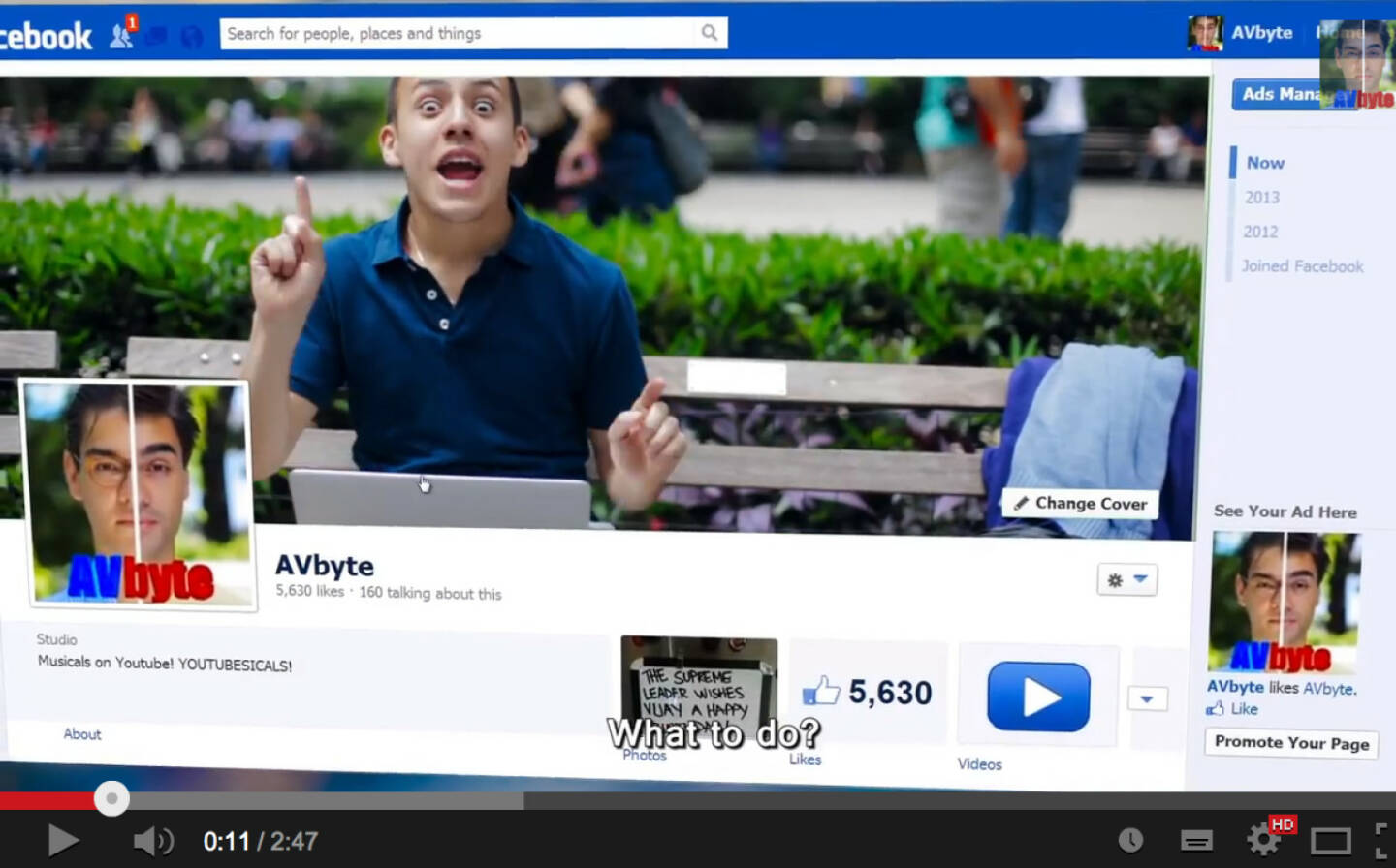 Facebook-Musical , Video https://www.youtube.com/watch?v=Y2JhpNbe2Io