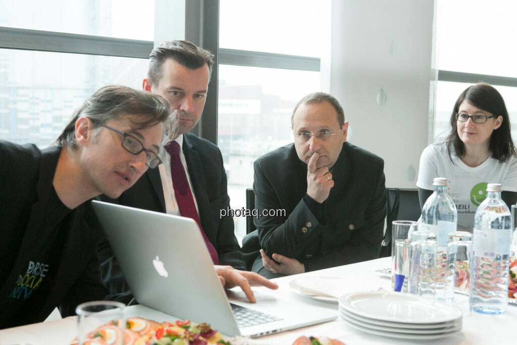 Josef Chladek, Gerhard Kürner (voestalpine), Paul Rettenbacher (THI), Susanne Trhal (Team sisu), © finanzmarktfoto.at/Martina Draper (24.01.2014) 