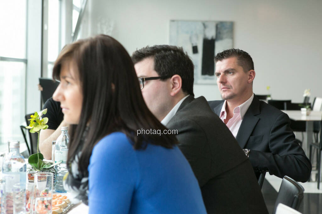 Franz Ömer (bet-at-home.com), Klaus Fahrnberger (bet-at-home.com), Stephanie Bauer (voestalpine), © finanzmarktfoto.at/Martina Draper (24.01.2014) 