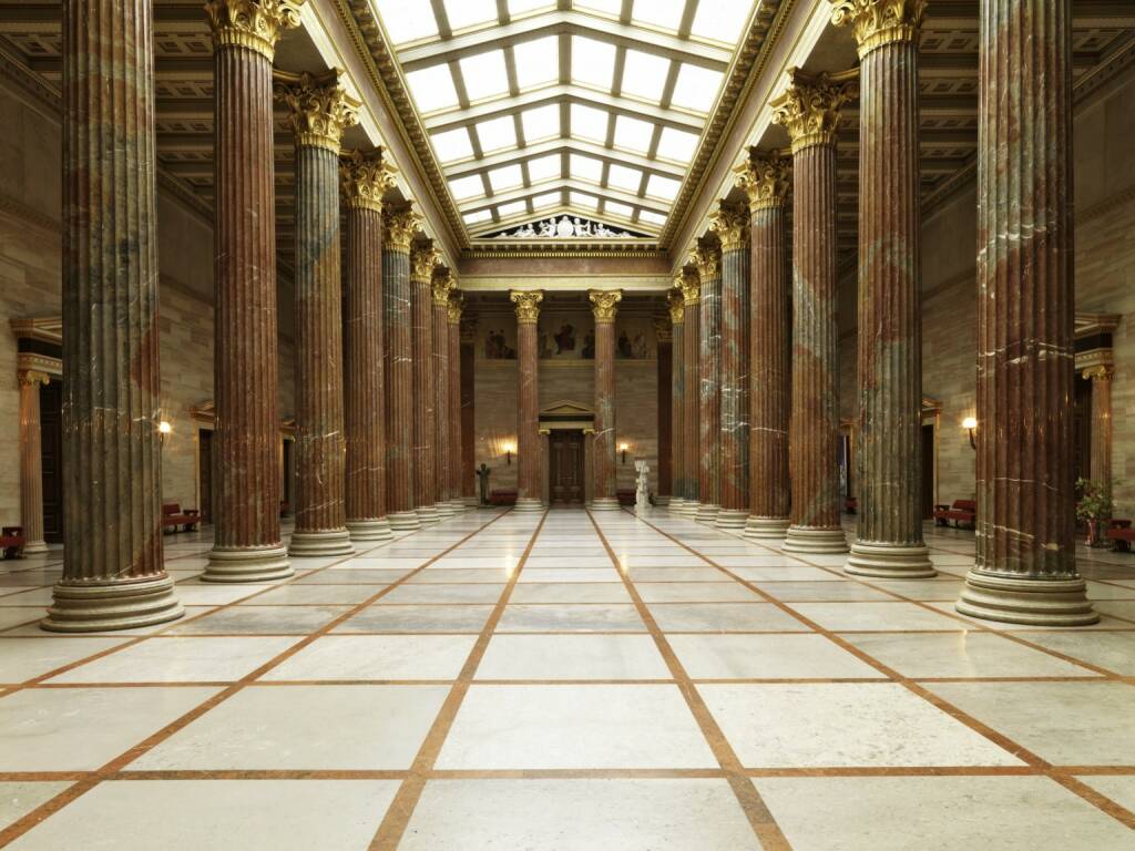 Parlament - Blick durch die Säulenhalle in Richtung Empfangssalon., © © Parlamentsdirektion/Mike Ranz (25.01.2014) 