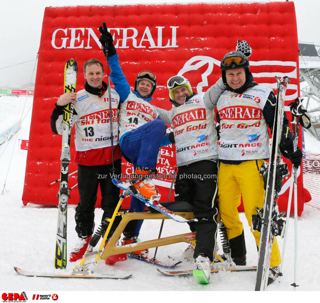 Sporthilfe Charity Race. Bild zeigt Wolfgang Knaller, Roland Koenigshofer, Franz Stocher und Walter Kroneisl (Team Ski for Gold).
Foto: GEPA pictures/ Wolfgang Grebien, © GEPA/Sporthilfe (27.01.2014) 