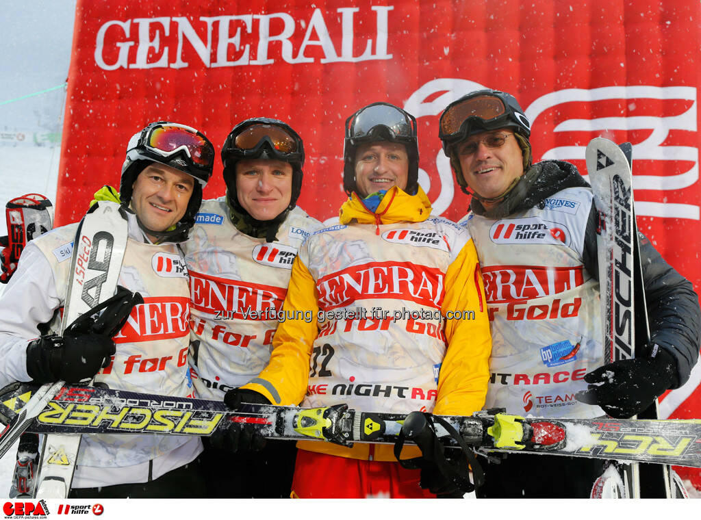 Sporthilfe Charity Race. Bild zeigt Peter Uhl, Manfred Neuretier, Mario Schaeffer und Thomas Uhl (Team Nightrace Friends). Foto: GEPA pictures/ Wolfgang Grebien, © GEPA/Sporthilfe (27.01.2014) 