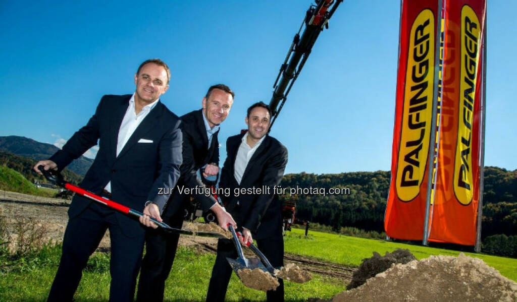 Hubert Palfinger, Herbert Ortner, Geschäftsführer, Hannes Palfinger, Spatenstich neue Palfinger Hauptzentrale in Bergheim, Salzburg, 20131510, (c) Foto: Palfinger/wildbild (01.02.2014) 