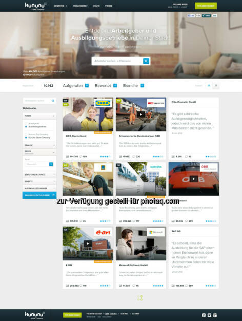 Relaunch von www.kununu.com: Größtes Arbeitgeber-Bewertungsportal mit neuem Design, © Aussendung (04.02.2014) 