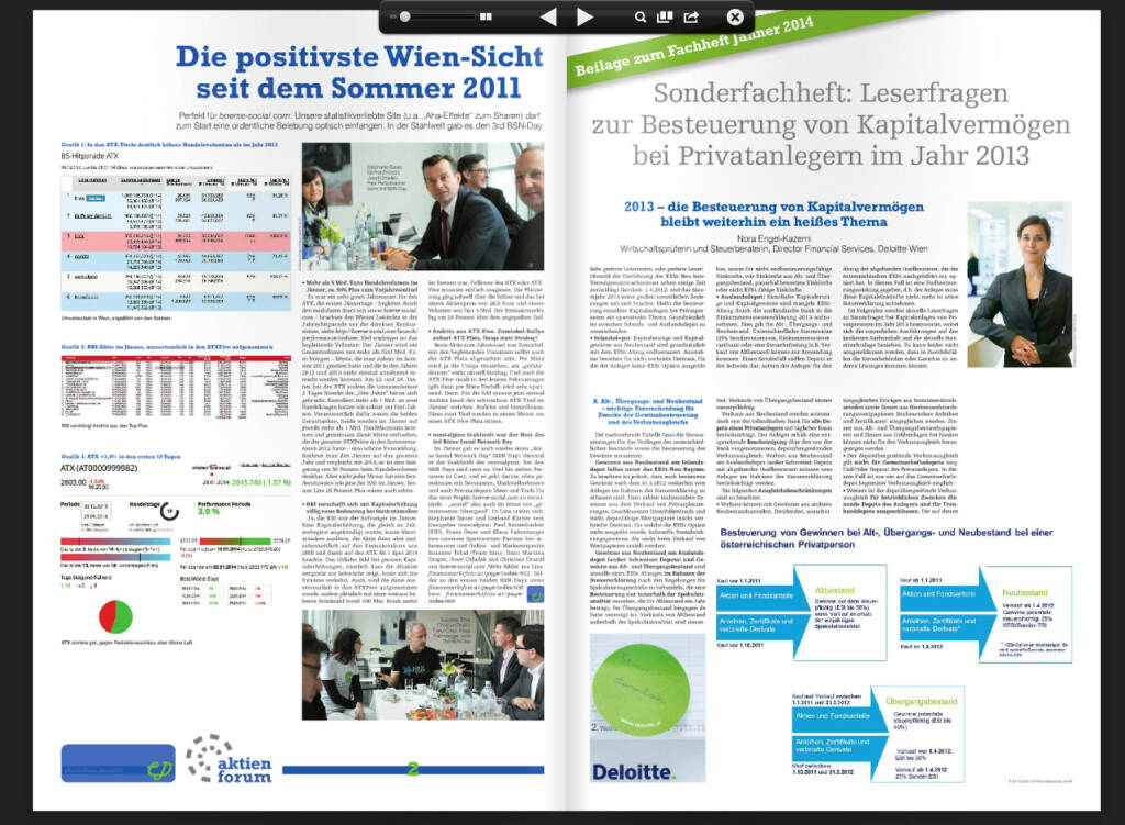 Fachheft 17, Seiten 2 und 3: Börse Wien-Roundup, BSN-Day Linz, Nora Engel (Deloitte) beantwortet Steuerfragen (05.02.2014) 