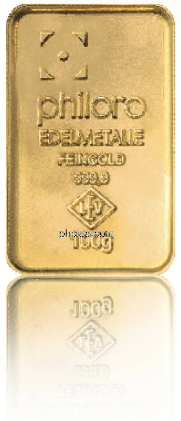 Goldbarren Hersteller: philoro Edelmetalle Herkunftsland: Deutschland Feingewicht: 100g Feinheit: 999,9 Zertifikat: mit Sicherheitslabel