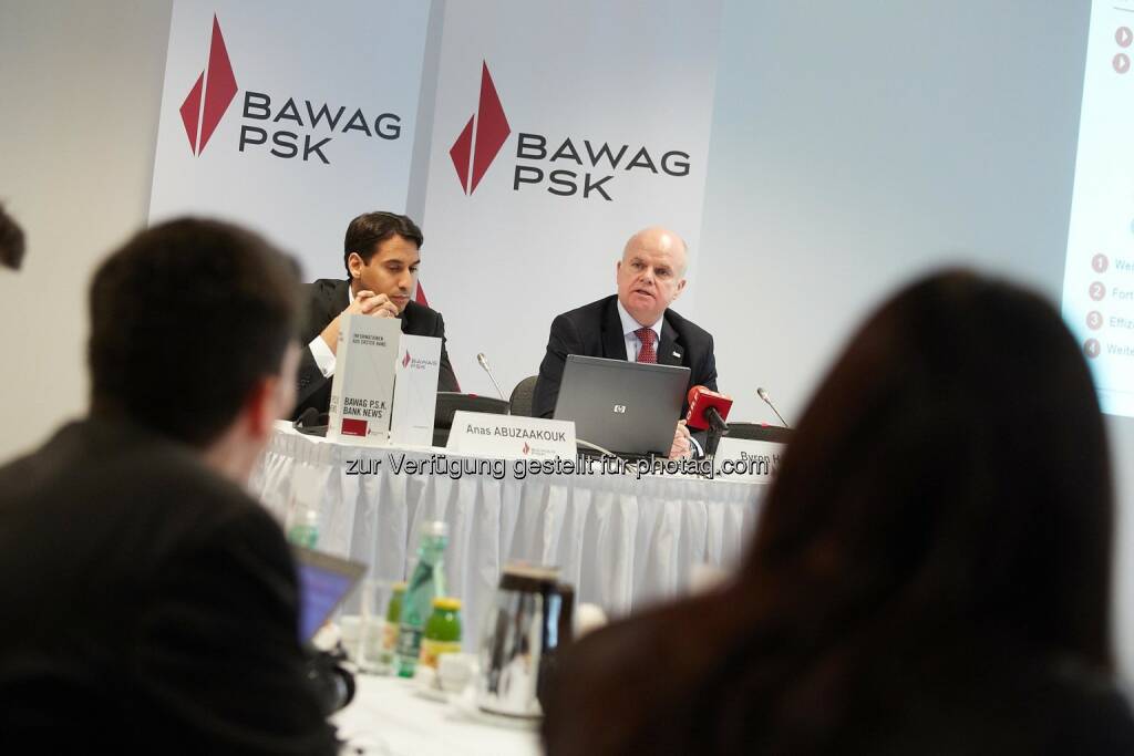 Anas Abuzaakouk, CFO Bawag PSK und Byron Haynes, CEO Bawag PSK, ©  Bawag PSK/APA-Fotoservice/Preiss (14.03.2014) 