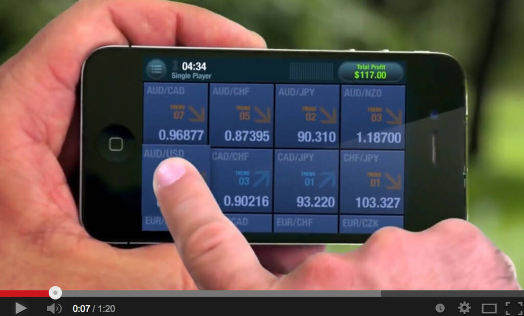 Flick a Trade Devisen Crossrates Handy Trading, © Stills aus <a href=