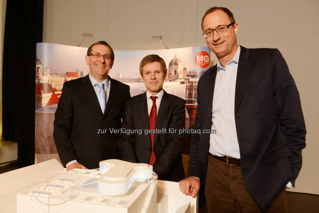 Christian Strasser, Direktor MuseumsQuartier Wien; Josef Ostermayer, Kunst- und Kulturminister; Andreas Mailath-Pokorny, Kulturstadtrat, © A2Studio (07.04.2014) 