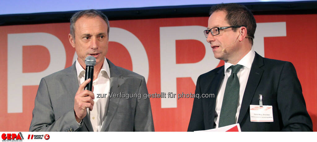 Geschaeftsfuehrer Anton Schutti (Sporthilfe) und Geschaeftsfuehrer Hans-Willy Brockes (ESB Europaeischen Sponsoring-Boerse). (Foto: GEPA pictures/ Christopher Kelemen)
 (10.04.2014) 