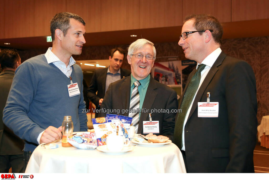  Horst Nussbaumes, Manfred Dimmy und Geschaeftsfuehrer Hans-Willy Brockes (ESB Europaeischen Sponsoring-Boerse). (Foto: GEPA pictures/ Christopher Kelemen)
 (10.04.2014) 