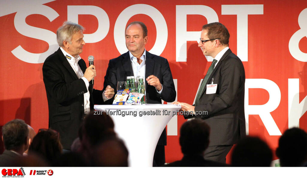 Geschaeftsfuehrer Wolfgang Hoetschl (Kelly), Herbert Prohaska und Geschaeftsfuehrer Hans-Willy Brockes (ESB Europaeischen Sponsoring-Boerse). (Foto: GEPA pictures/ Christopher Kelemen)
 (10.04.2014) 