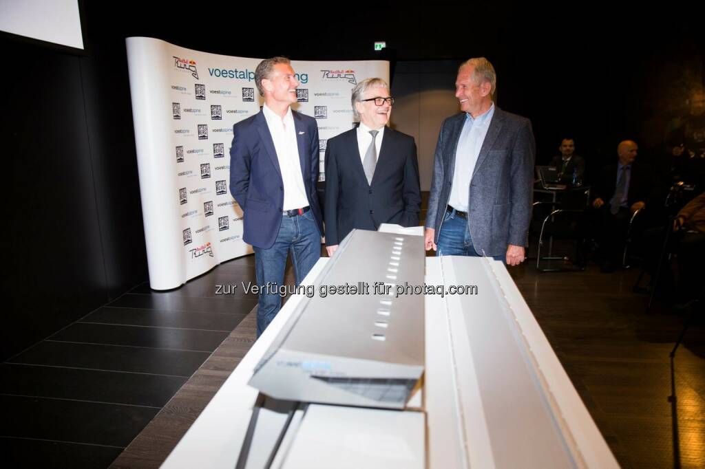 voestalpine CEO Wolfgang Eder, David Coulthard, Helmut Marko (Ernst Kainerstorfer), © voestalpine (11.04.2014) 