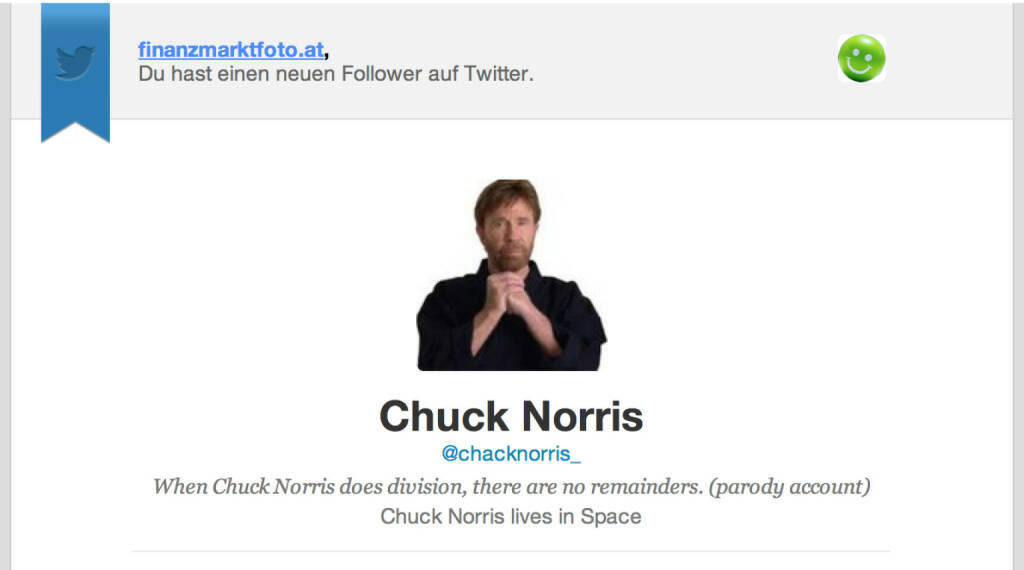 Chuck Norris haben wir von finanzmarktfoto.at nicht getroffen, aber er (ver)folgt uns jetzt (11.04.2014) 