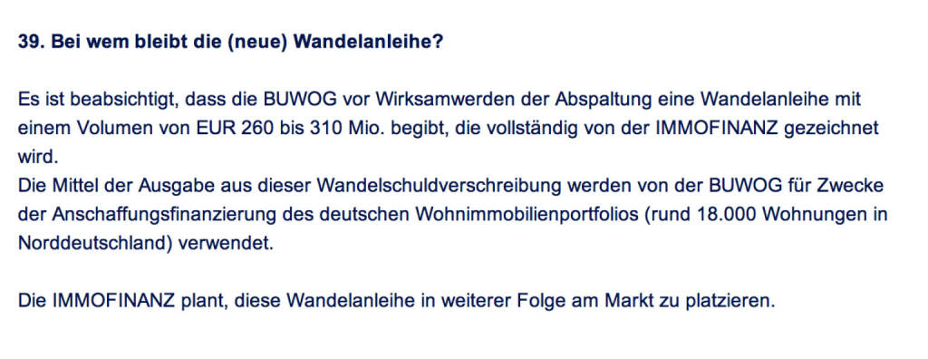 Frage an Immofinanz/Buwog: Bei wem bleibt die (neue) Wandelanleihe? (18.04.2014) 