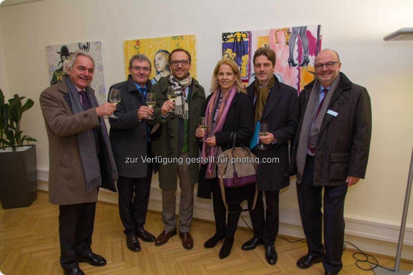 Willi Gorton, Helge Haslinger, Hans Peter Giovanelli, Maria Polsterer Kattus, Ernst Polsterer beim Re-Opening der Repräsentanz Wien, Sparkasse NÖ Mitte West AG (Aussendung)