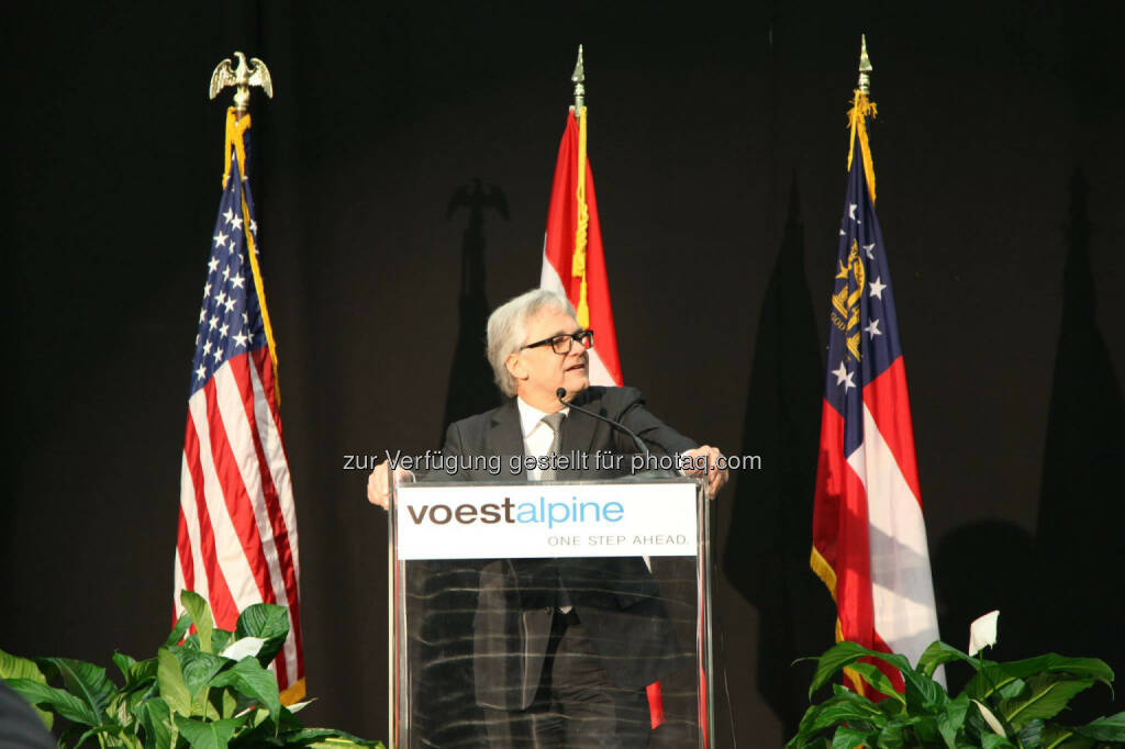Wolfgang Eder (voestalpine) bei der Eröffnung eines Teils der  voestalpine Automotive Body Party Inc., Georgia, USA, © voestalpine (23.04.2014) 