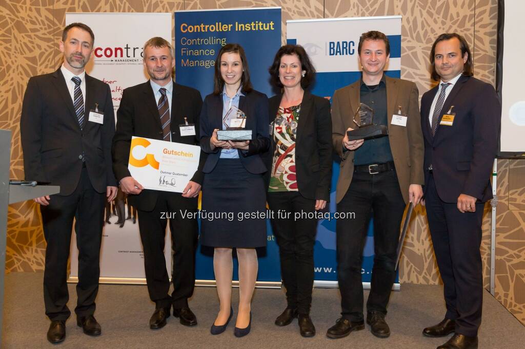 Controller-Institut: 9. ÖCI-BARC Tagung: Alexander Gebath (BARC), Dietmar Quatember und Eva Waldl (Salinen Austria), Christine Wahlmüller-Schiller (Monitor), Philipp Otto (BMWFW), Mirko Waniczek (Contrast)  (25.04.2014) 