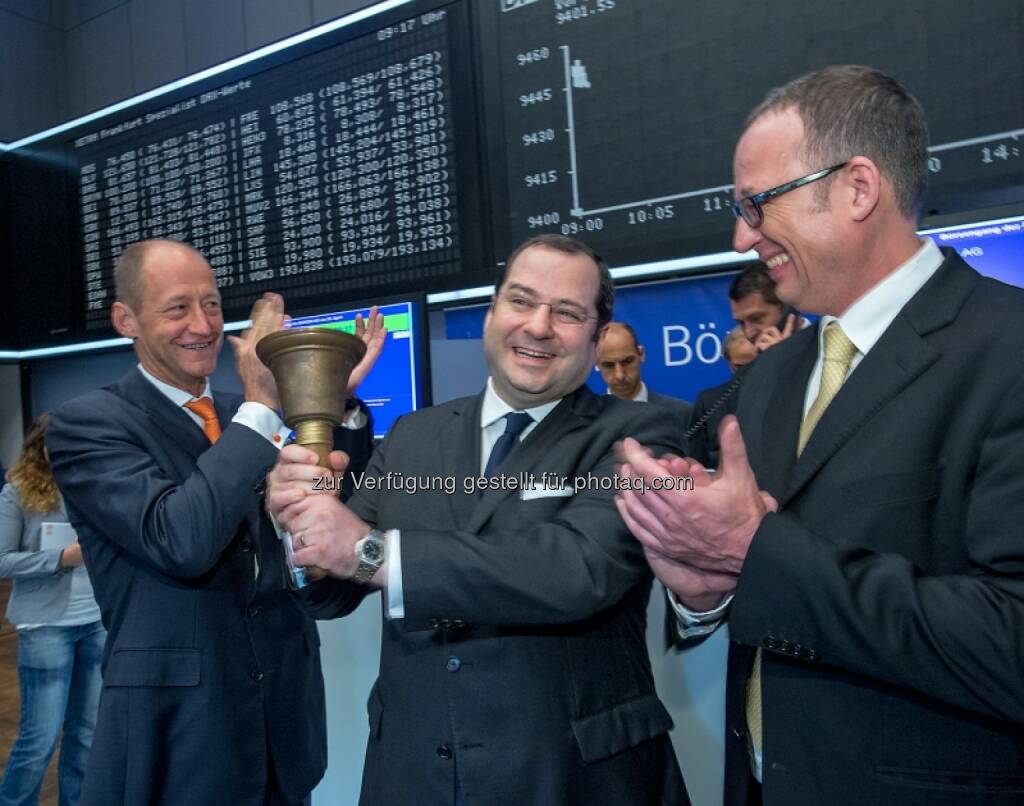 Daniel Riedl, Ronald Roos (Buwog), Eröffnungsglocke, © Immofinanz (29.04.2014) 