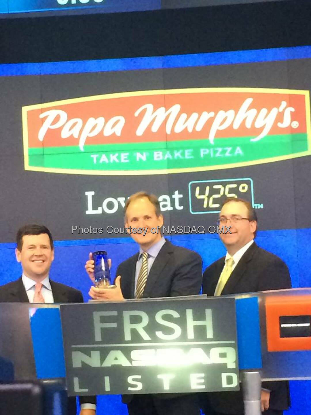 Papa Murphy's at the #NASDAQ #OpeningBell in celebration of its #IPO today! Source: http://facebook.com/NASDAQ