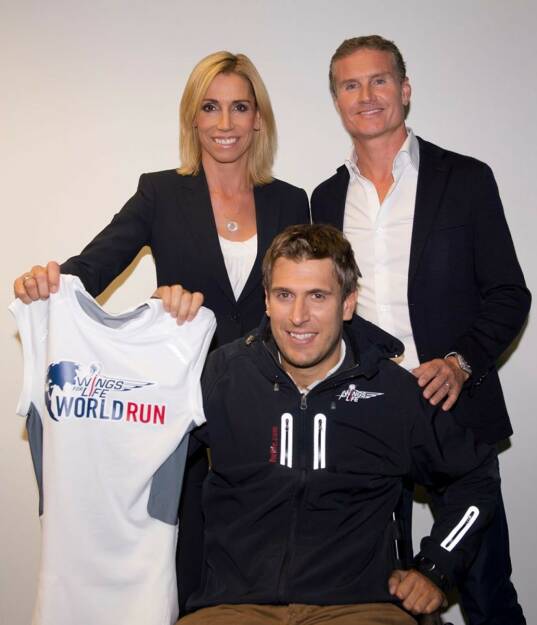 Anita Gerhardter, Wolfgang Illek und David Coulthard, © Wings for Life World Run / Red Bull (04.05.2014) 