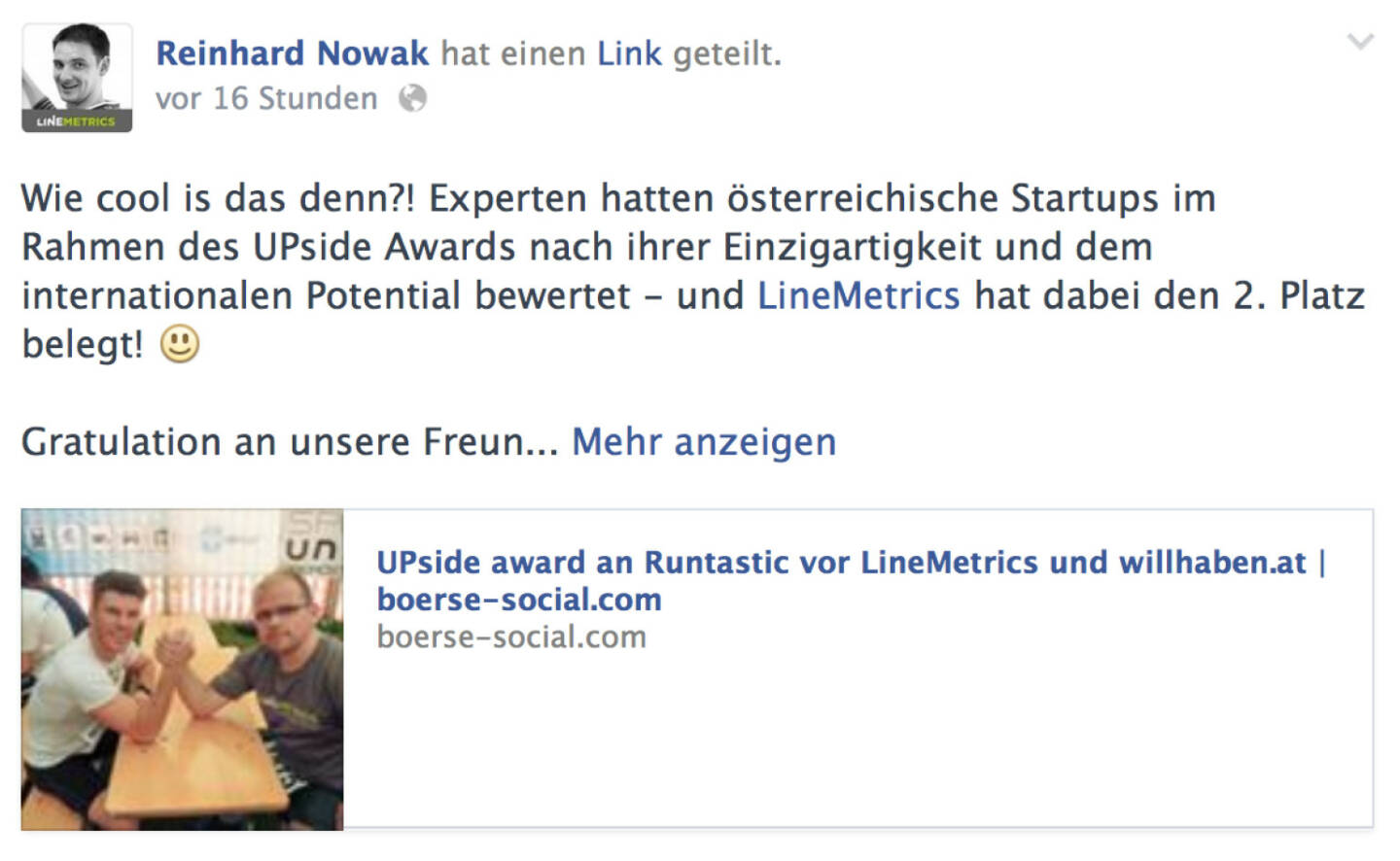 Reinhard Nowak, LineMetrics, zum UPside award