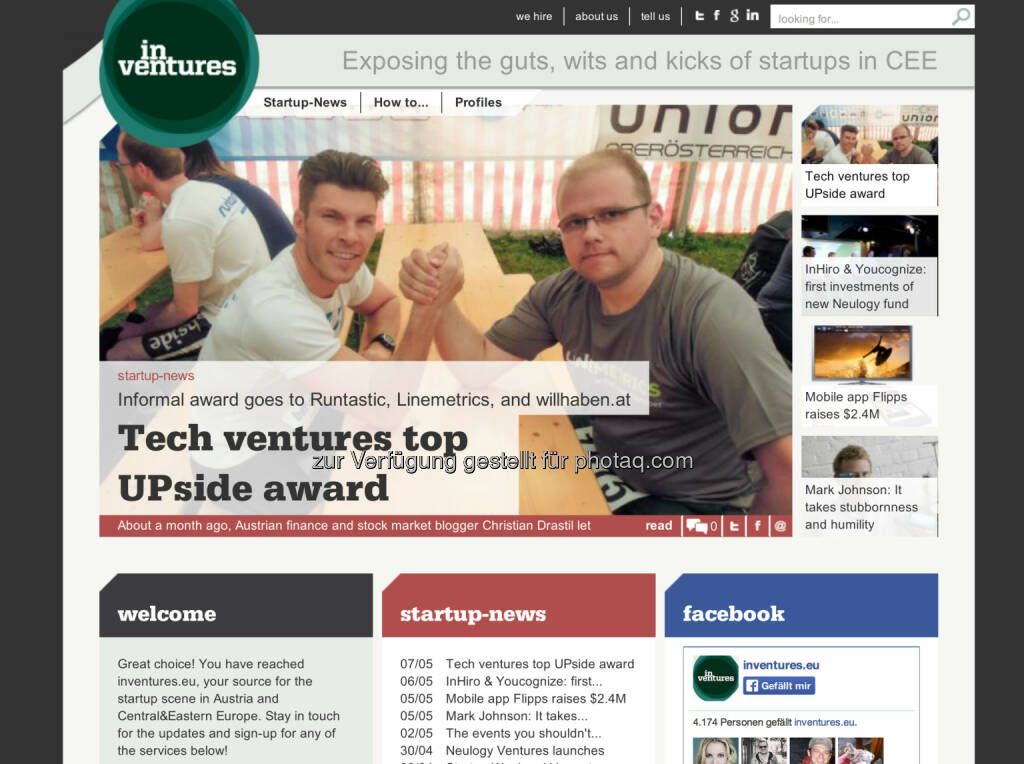 inventures.eu zum UPside award http://inventures.eu/tech-ventures-top-upside-award (07.05.2014) 