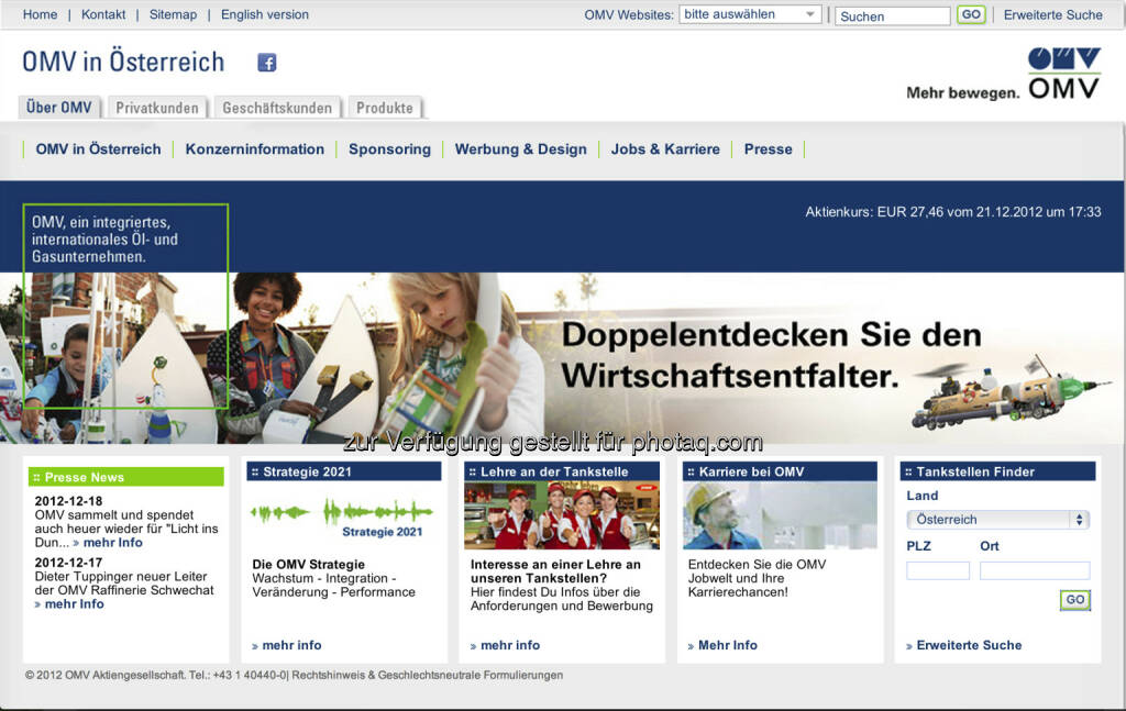  Homepage OMV AG - www.omv.at (23.12.2012) 