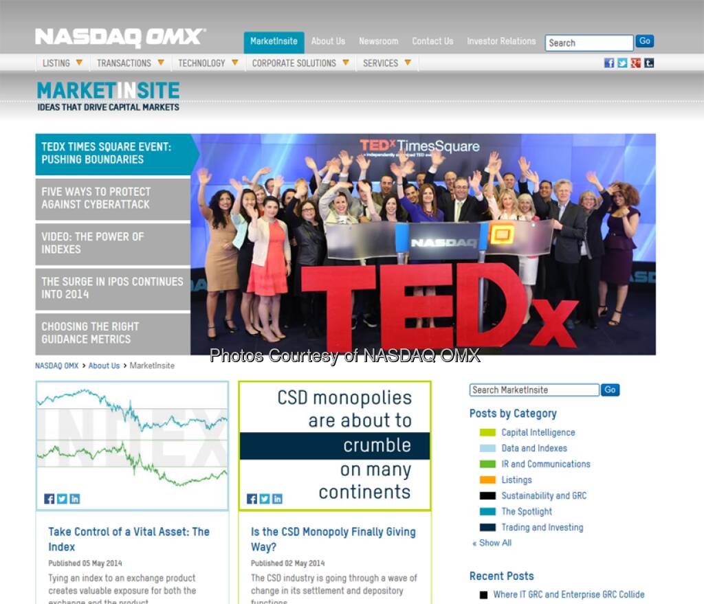 Nasdaq: We just launched our new Thought Leadership blog, http://bit.ly/1nowCyp  Source: http://facebook.com/NASDAQ (10.05.2014) 