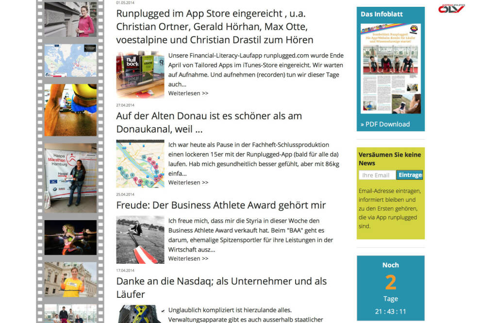 (WEB) Die Website: http://www.runplugged.com wird zu einer umfassenden Site für Laufverrückte ausgebaut. Bilder, News und alle Infos zur App. Mehr als eine Website zur App - Appdownload unter http://bit.ly/1lbuMA9 (10.05.2014) 