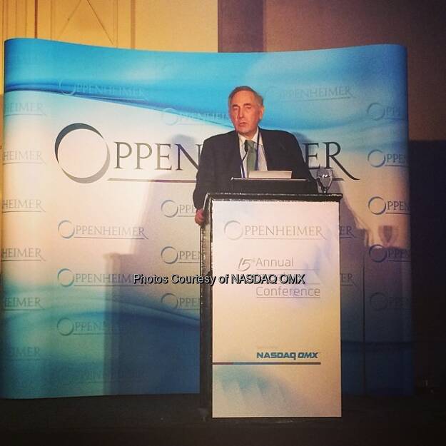 Nasdaq's Vice Chairman Sandy Frucher gives the opening remarks at the 15th Annual Oppenheimer Israeli Conference  Source: http://facebook.com/NASDAQ (11.05.2014) 