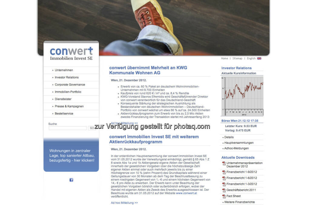 conwert Homepage - http://www.conwert.at (23.12.2012) 