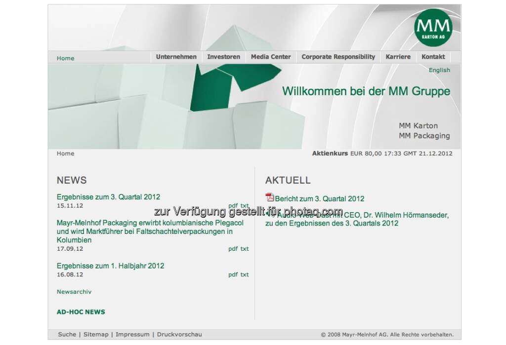 Mayr-Melnhof Homepage http://www.mayr-melnhof.com/ (23.12.2012) 