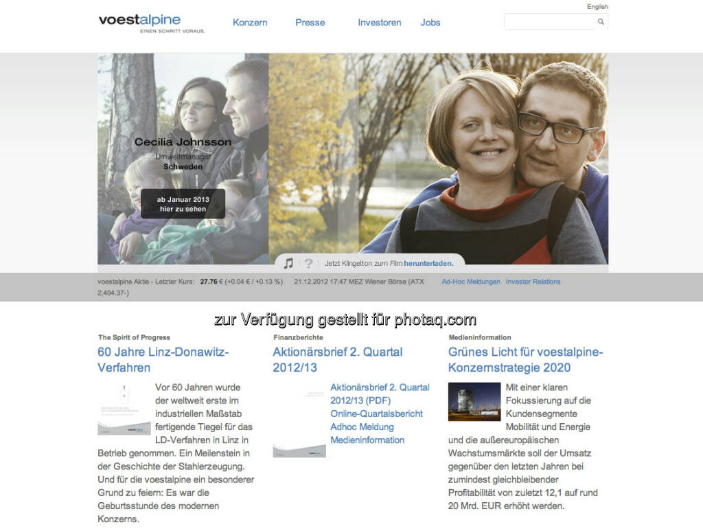 voestalpine Homepage http://www.voestalpine.com (23.12.2012) 